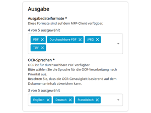 TA Cloud Capture Ausgabeformate definieren TA Cloud Capture Ausgabeformate definieren
